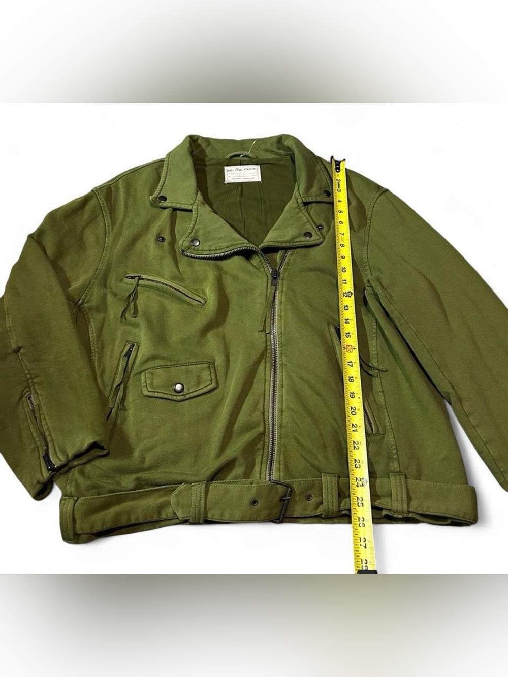Free People Rebel Knit Olive Green Women’s Moto Jacket - Boho Indie - Picture 6 of 7